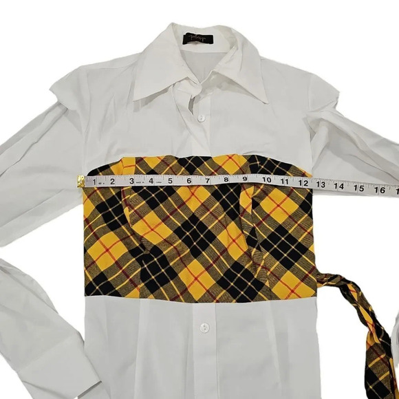 NEW Petersyn x Revolve Monroe Tartan Plaid Overlay Long Sleeve Blouse Womens S - Picture 9 of 9